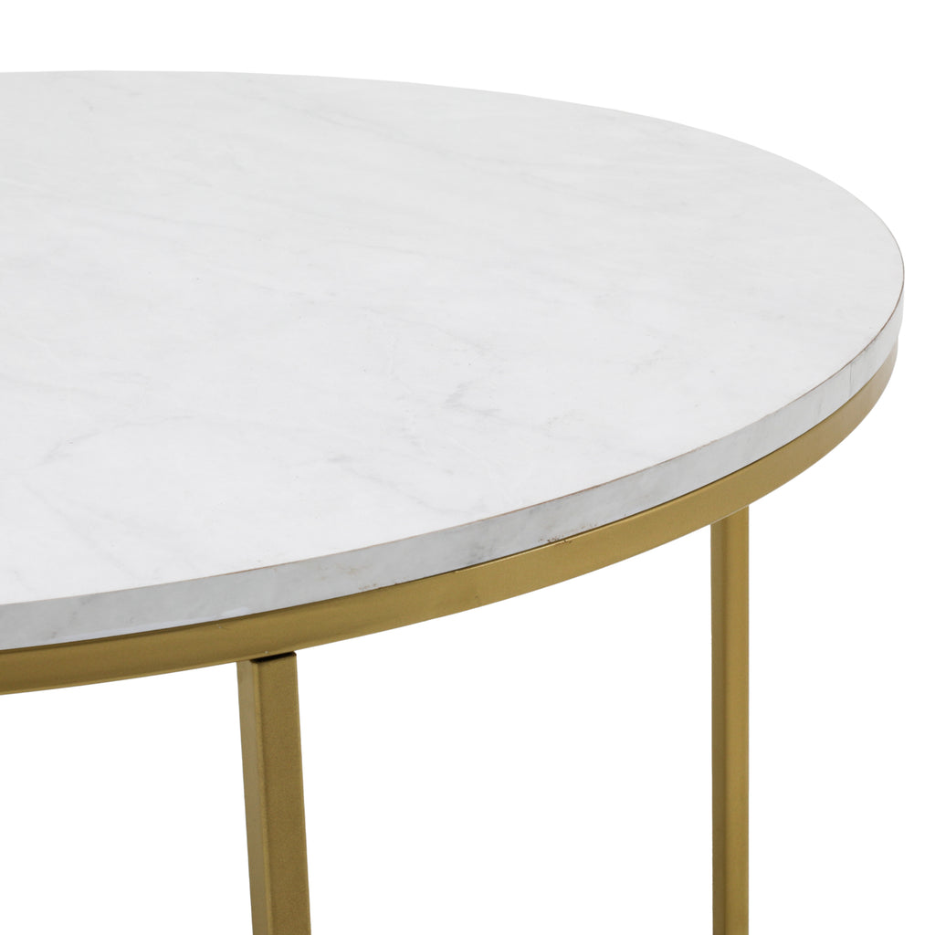 White / Gold Round Coffee Table