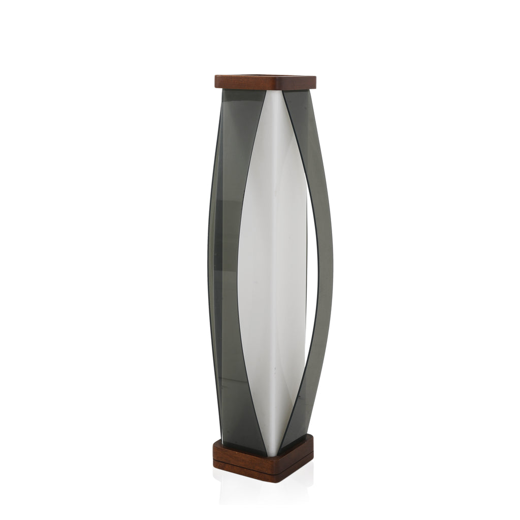 White Rectangle Floor Lamp with Wood Trim