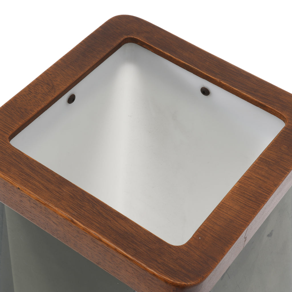 White Rectangle Floor Lamp with Wood Trim