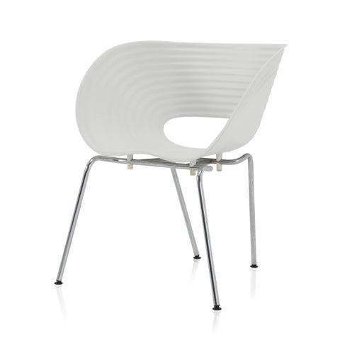 Stackable White & Chrome Cut Out Chair