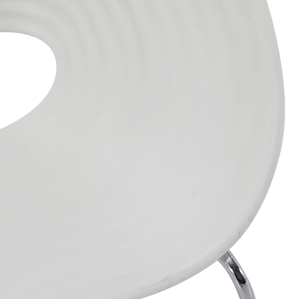 Stackable White & Chrome Cut Out Chair