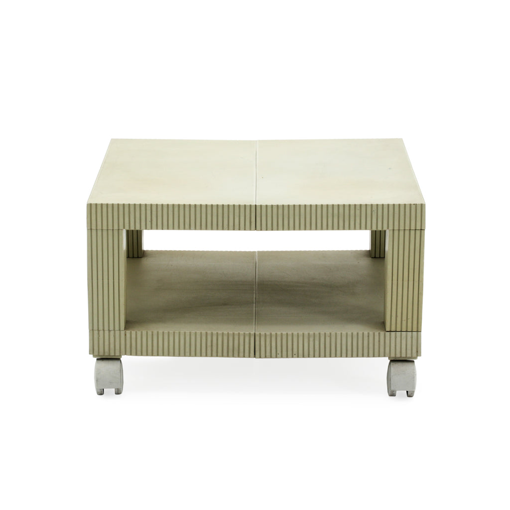 Muted Green Rolling TV Stand