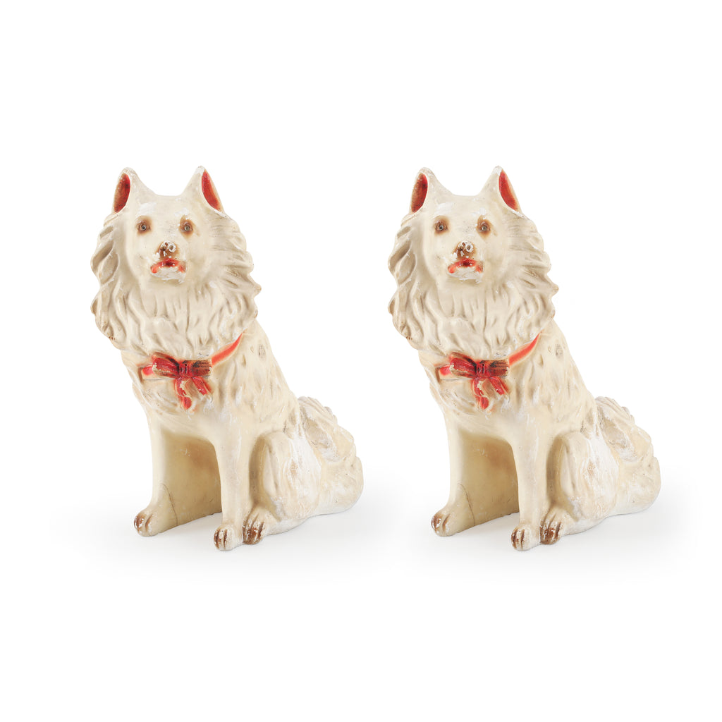 Rustic White Collie Lawn Ornaments