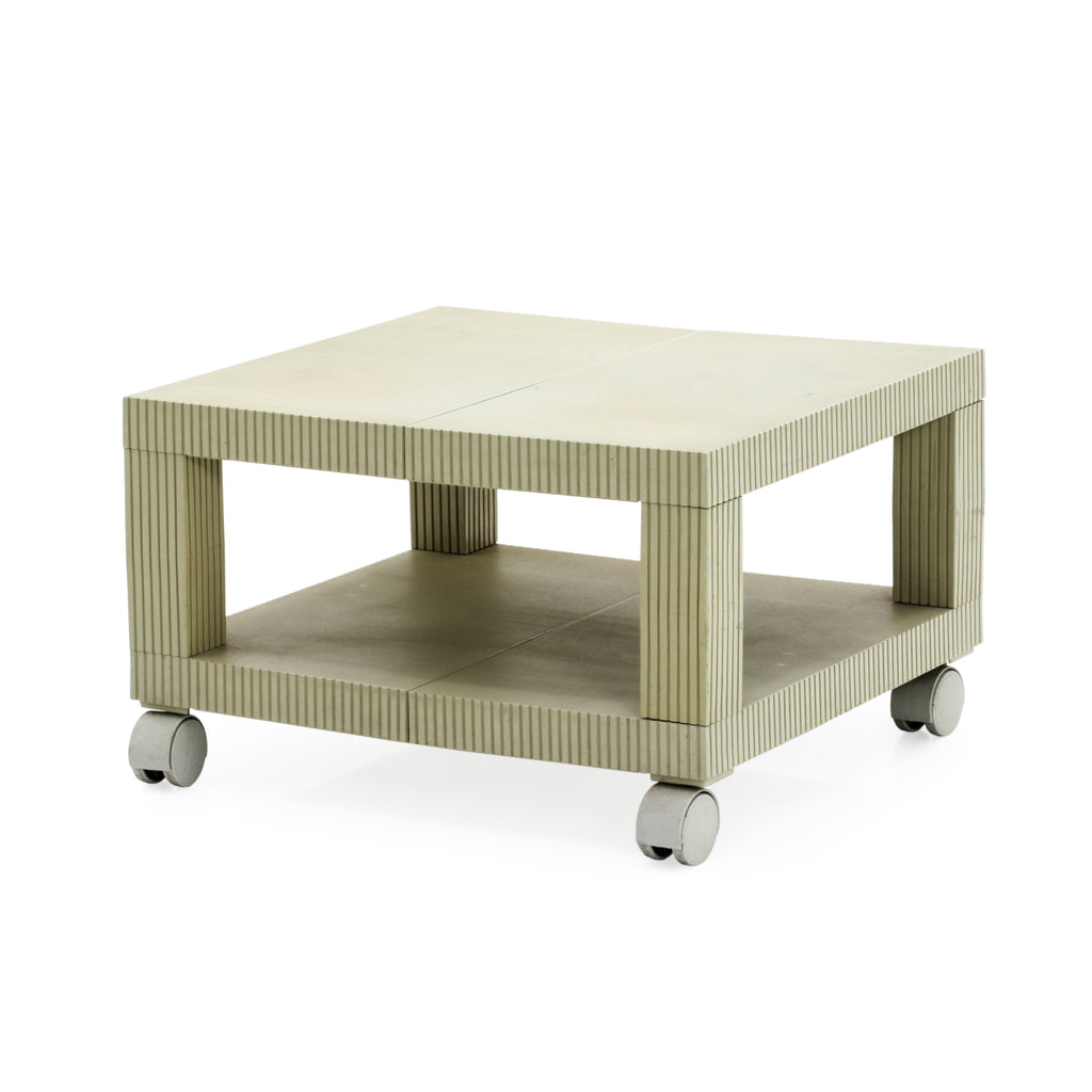 Muted Green Rolling TV Stand