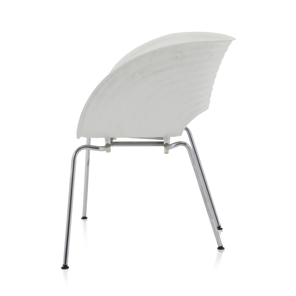 Stackable White & Chrome Cut Out Chair