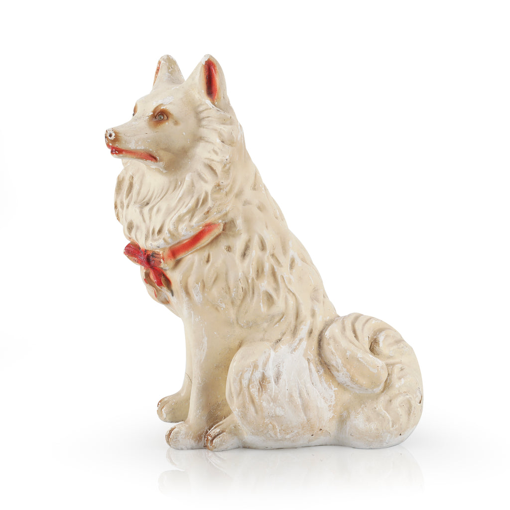Rustic White Collie Lawn Ornaments