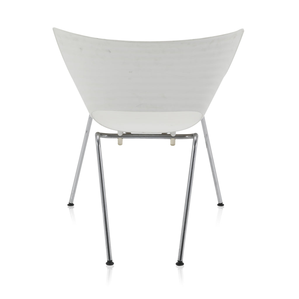Stackable White & Chrome Cut Out Chair