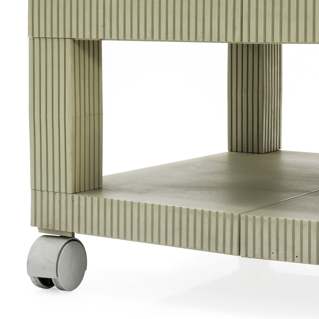 Muted Green Rolling TV Stand