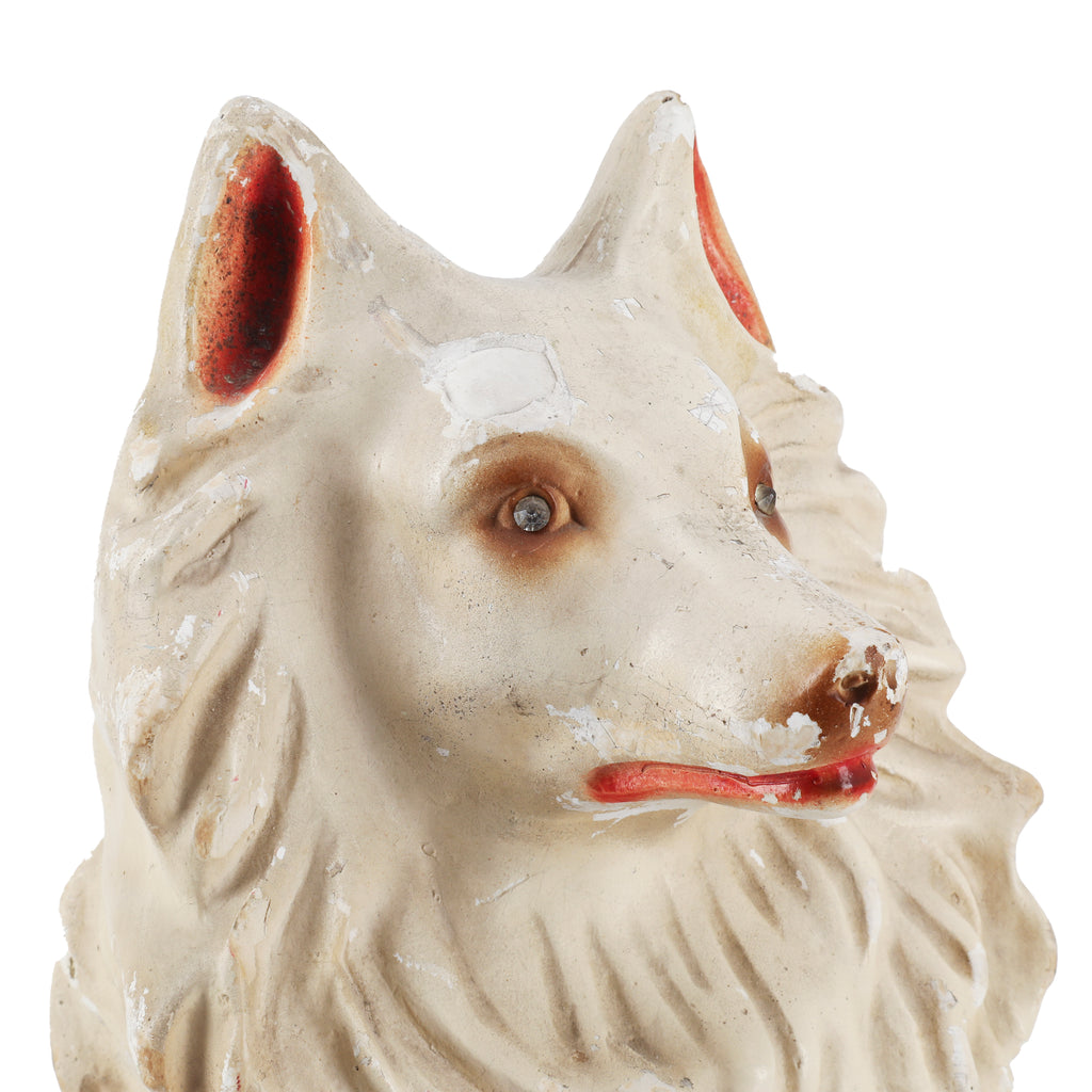 Rustic White Collie Lawn Ornaments