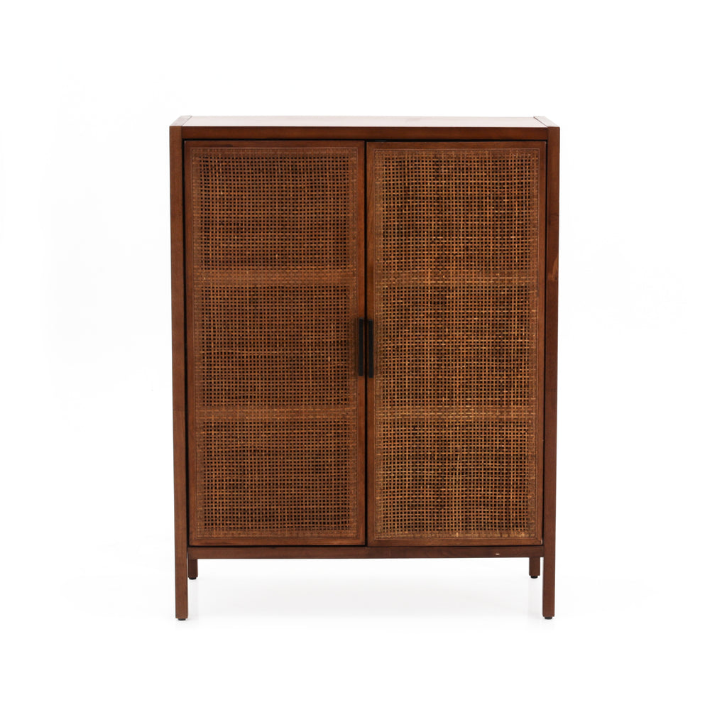 Contemporary Wood & Cane Cabinet