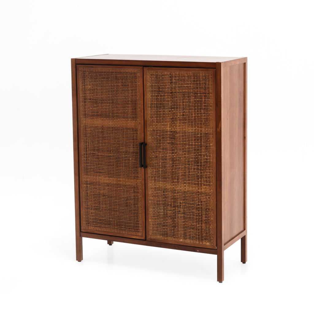 Contemporary Wood & Cane Cabinet
