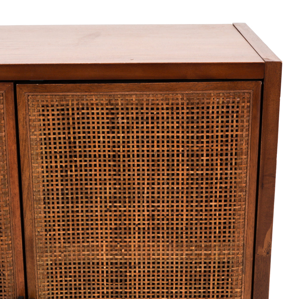 Contemporary Wood & Cane Cabinet