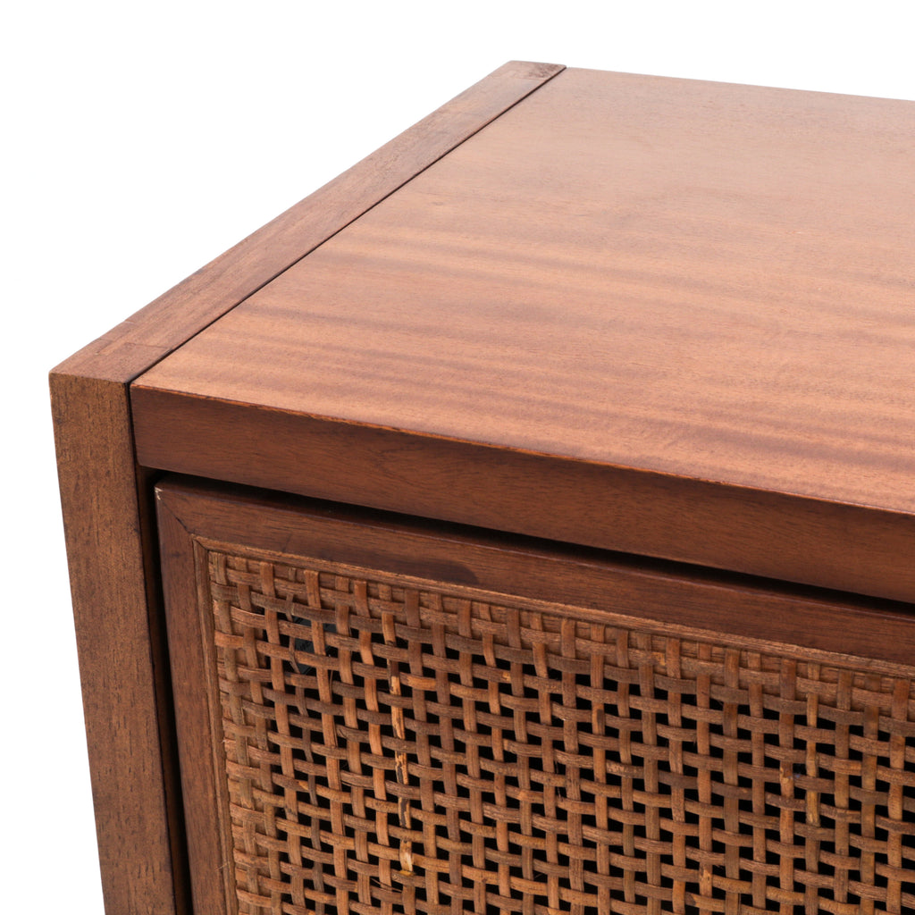 Contemporary Wood & Cane Cabinet