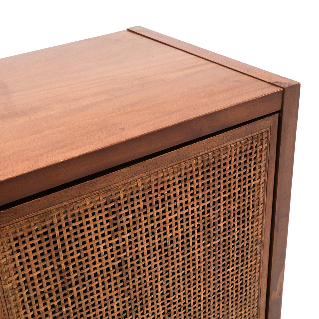 Contemporary Wood & Cane Cabinet