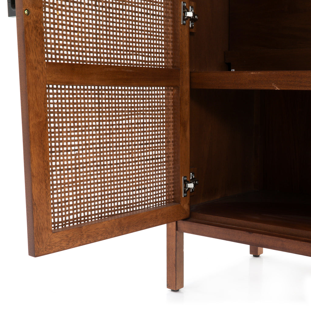 Contemporary Wood & Cane Cabinet