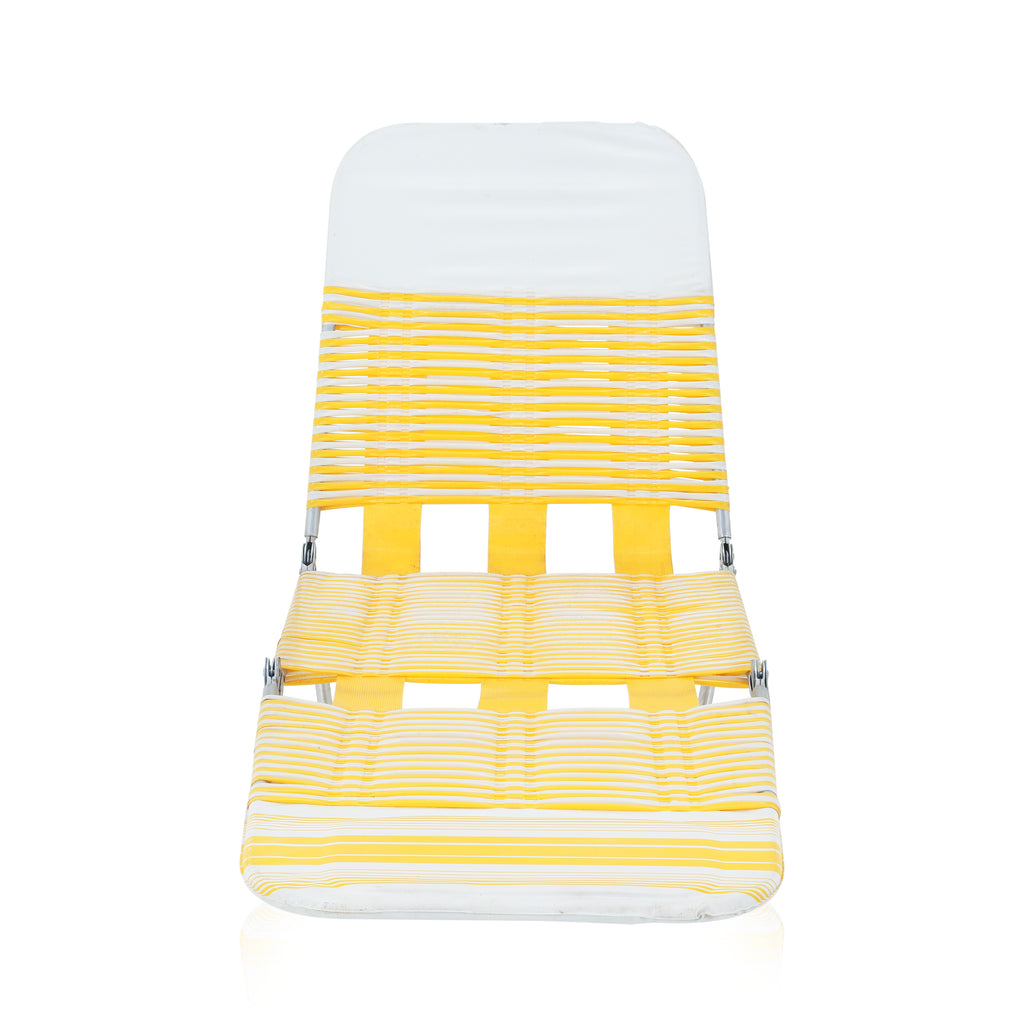 Yellow & White Plastic Strap Folding Chaise
