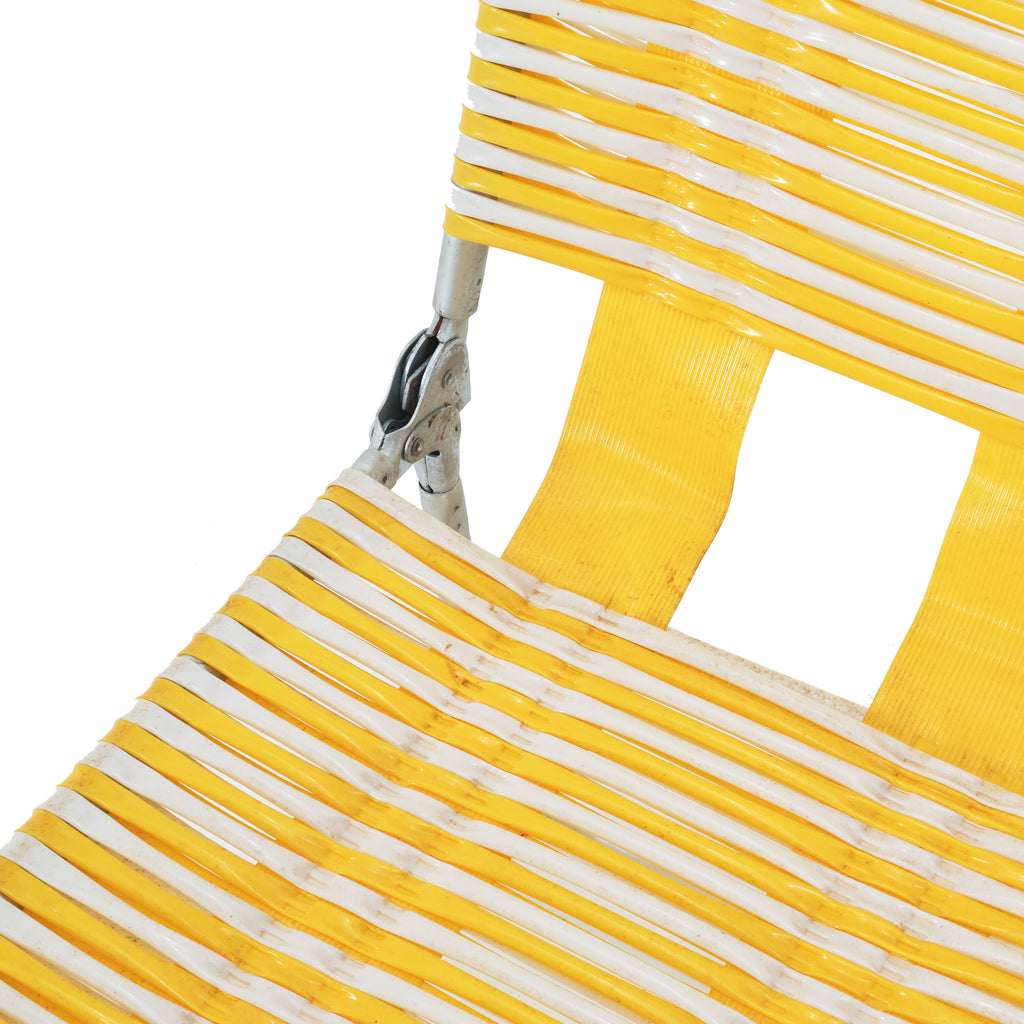 Yellow & White Plastic Strap Folding Chaise