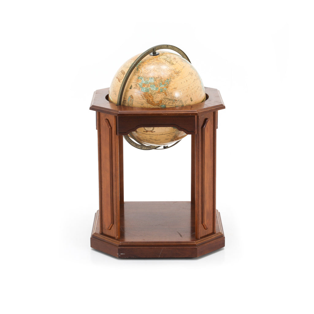 Standing Wood Encased Tan Globe