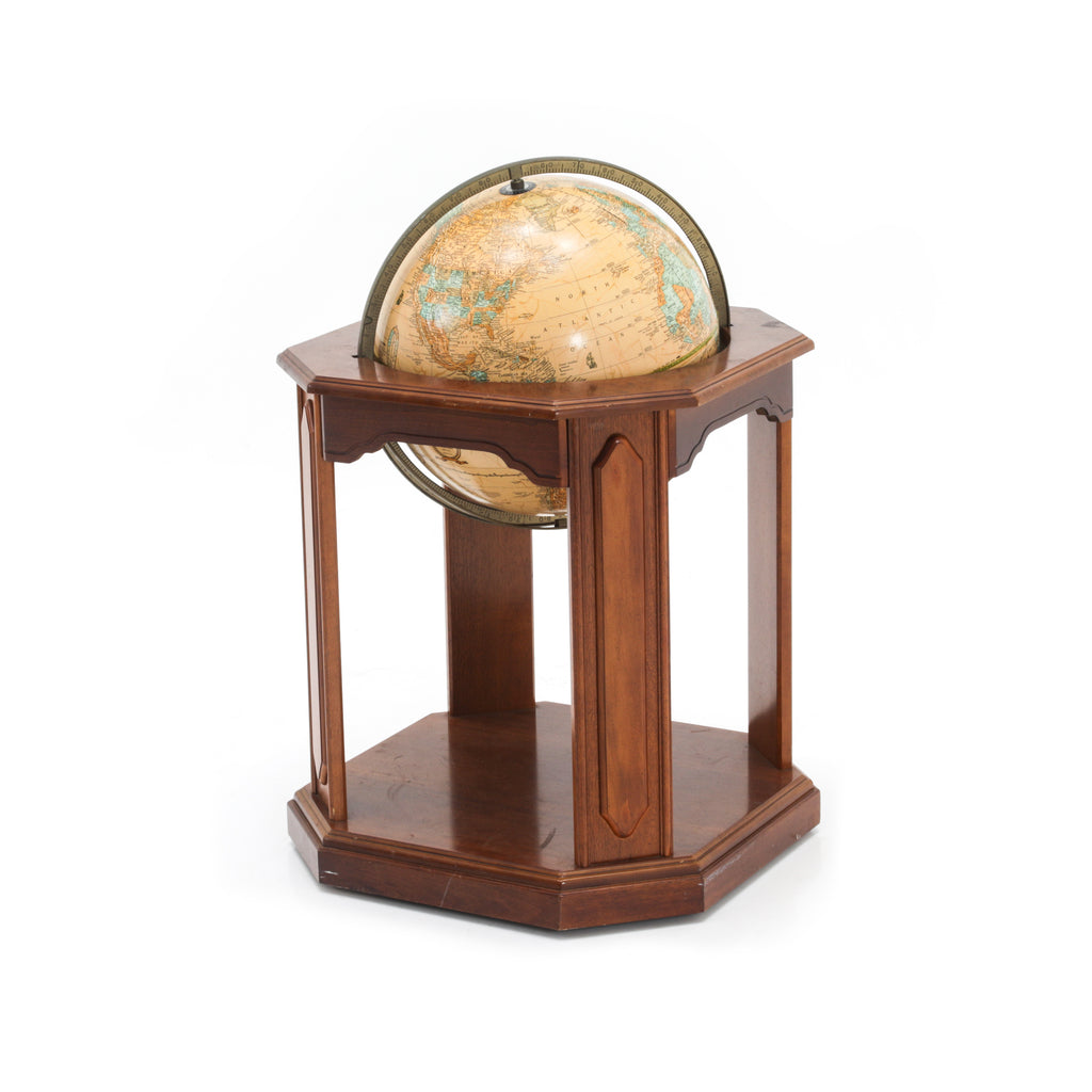 Standing Wood Encased Tan Globe