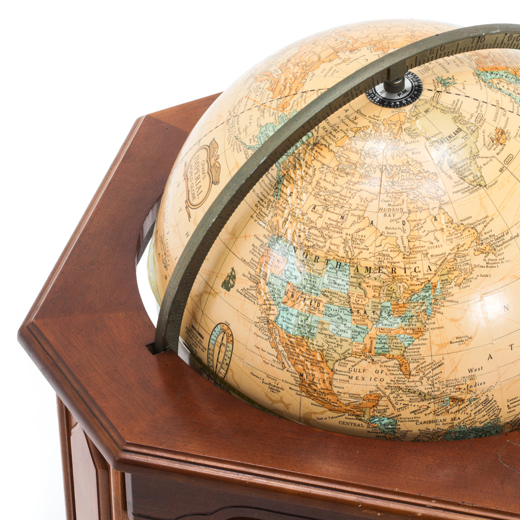 Standing Wood Encased Tan Globe
