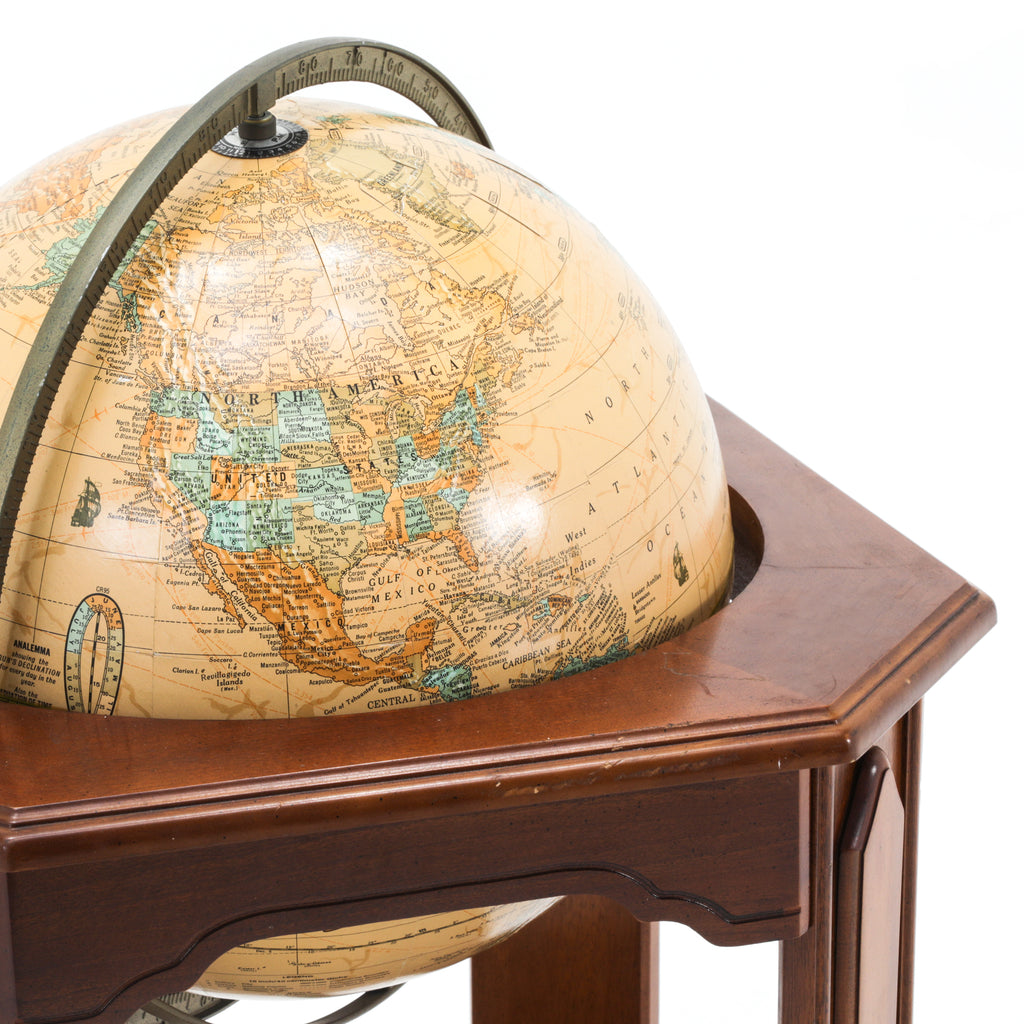 Standing Wood Encased Tan Globe