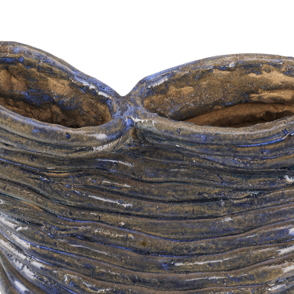 Blue / Grey Ceramic Handmade Coil Vase