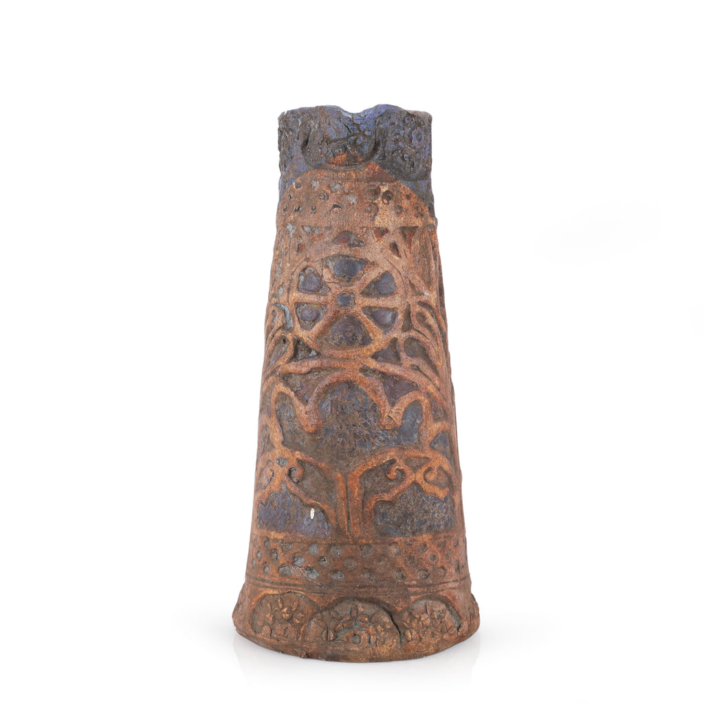 Purple and Rust Ornate Ceramic Pitcher
