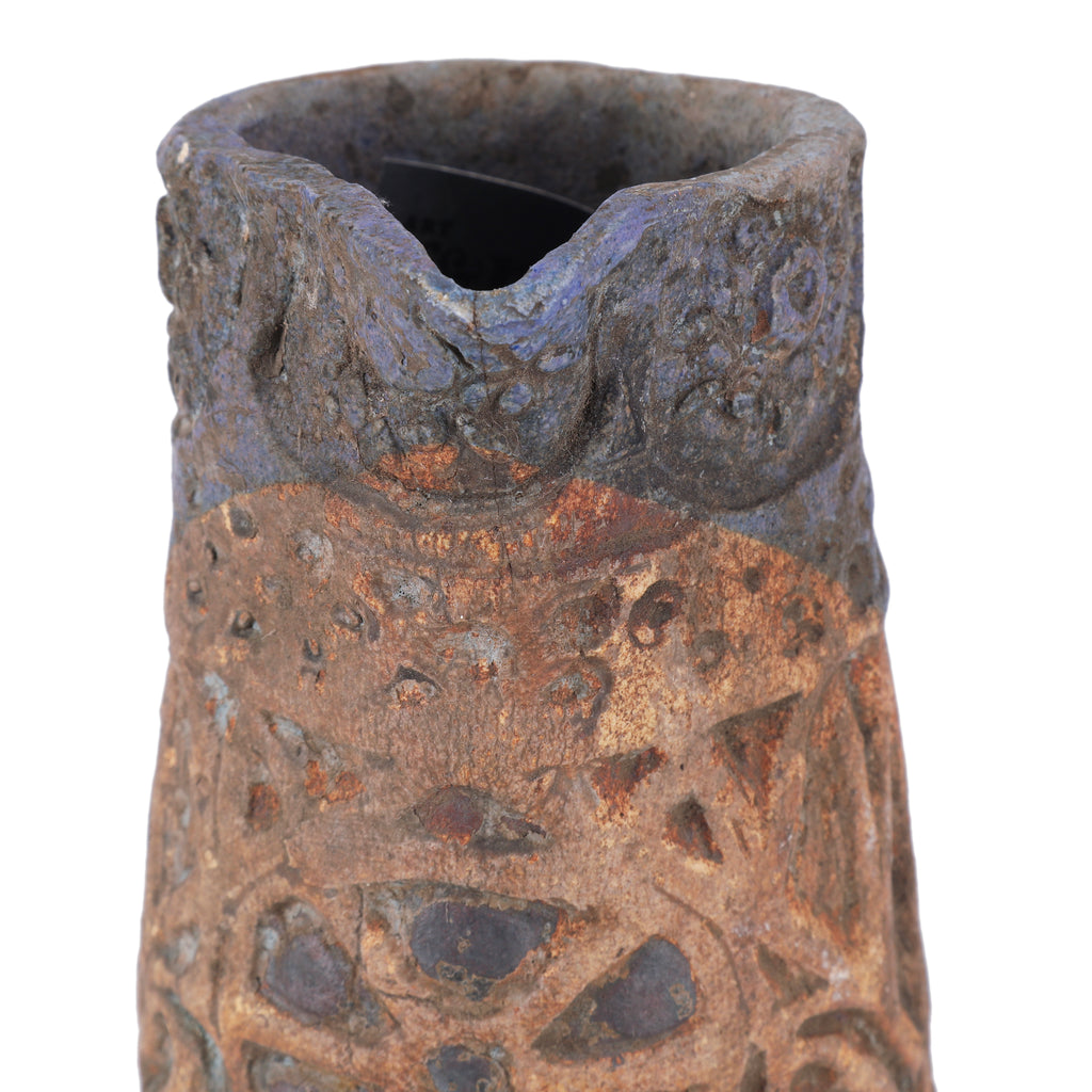 Purple and Rust Ornate Ceramic Pitcher