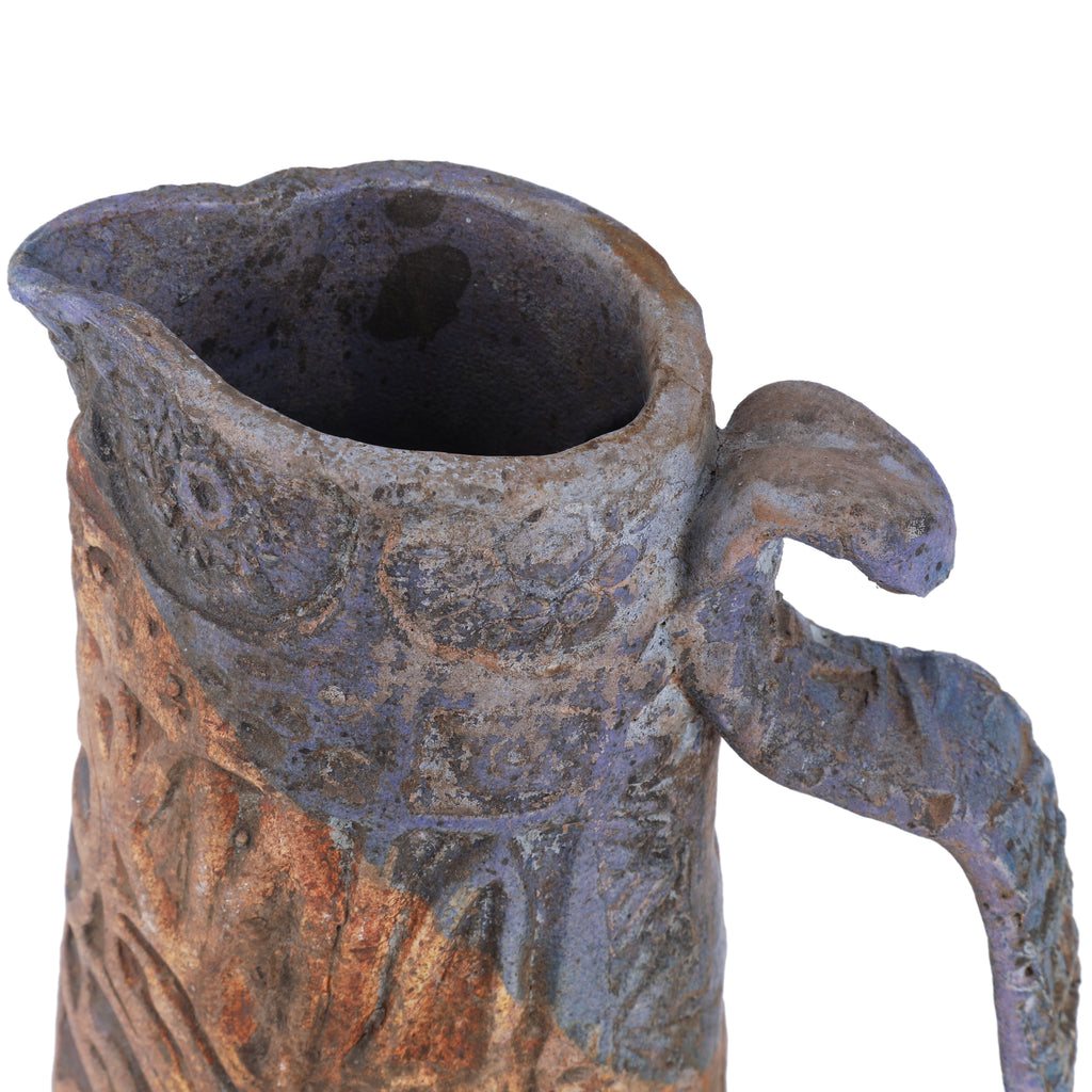 Purple and Rust Ornate Ceramic Pitcher