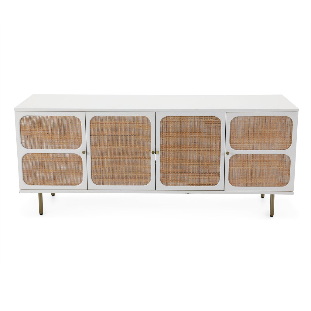 White Credenza with Wicker Panels