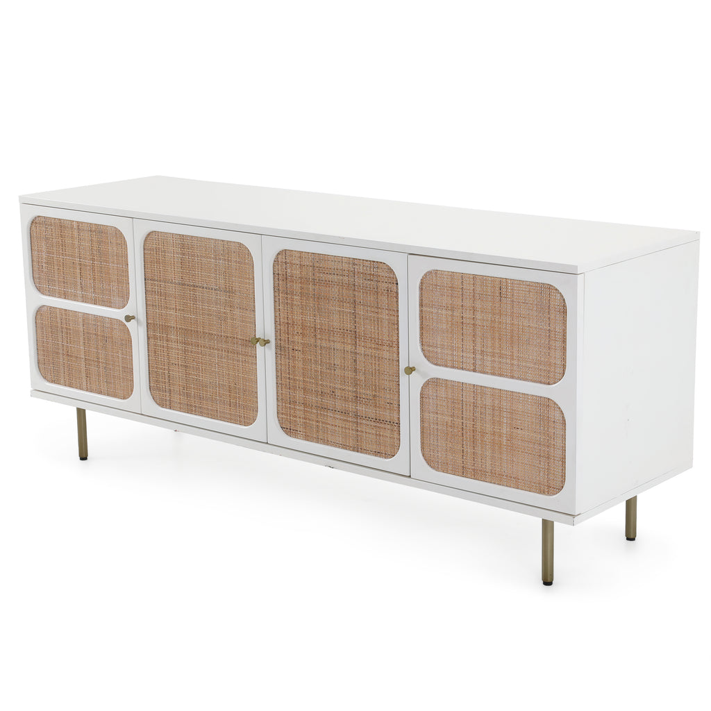 White Credenza with Wicker Panels