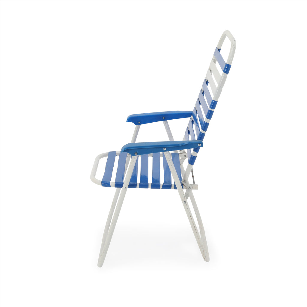 Blue & White Folding Patio Chair