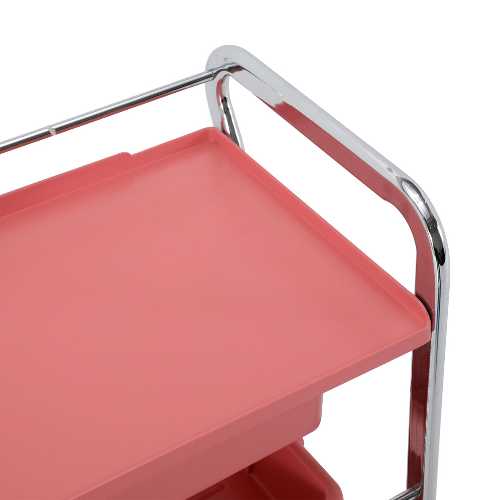 Hot Pink & Chrome Rolling Cart
