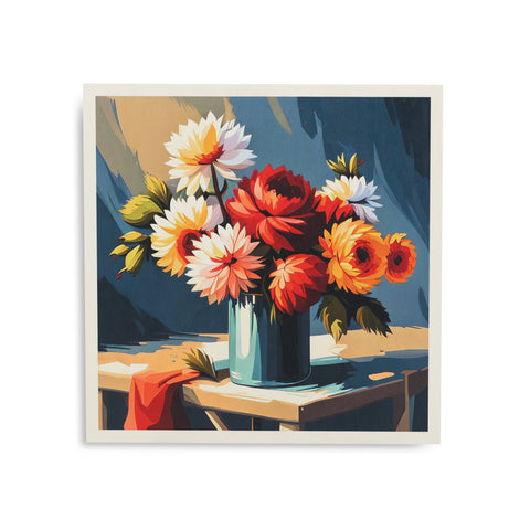 1328 (A+D) Red Orange Floral Still Life