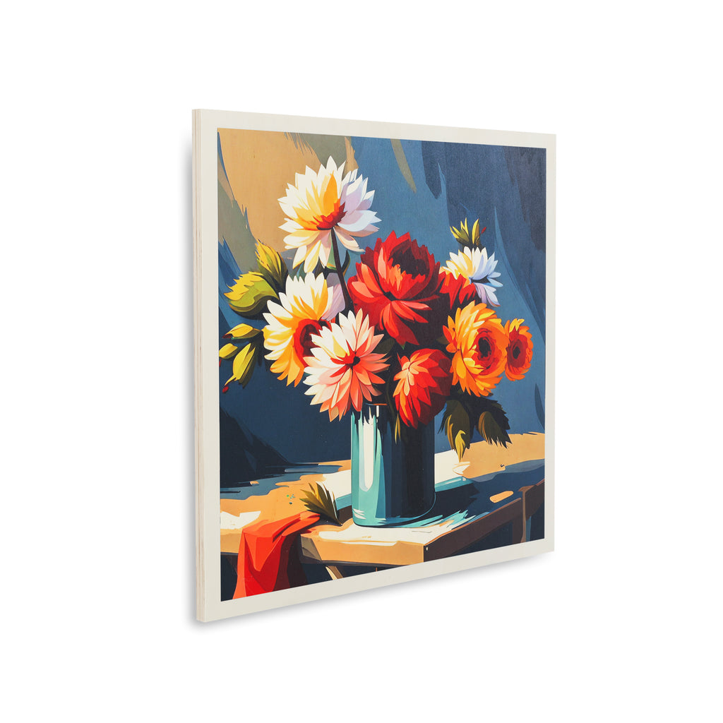 1328 (A+D) Red Orange Floral Still Life