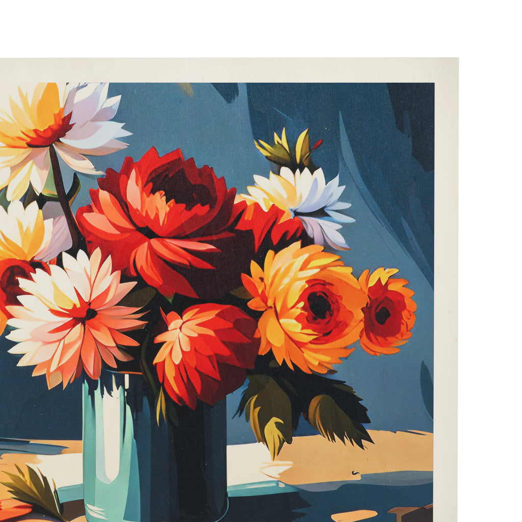 1328 (A+D) Red Orange Floral Still Life