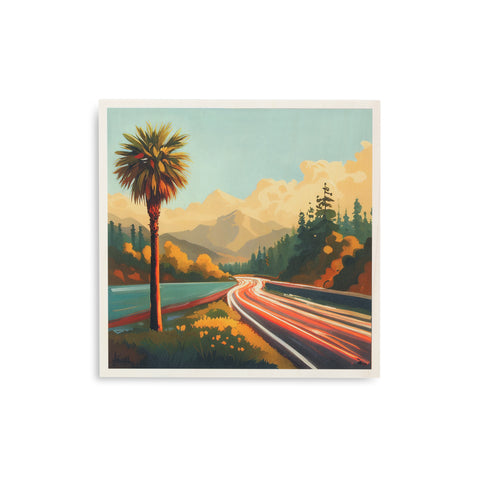 1340 (A+D) LA Freeway Sunset Palm Tree, direct print on wood.