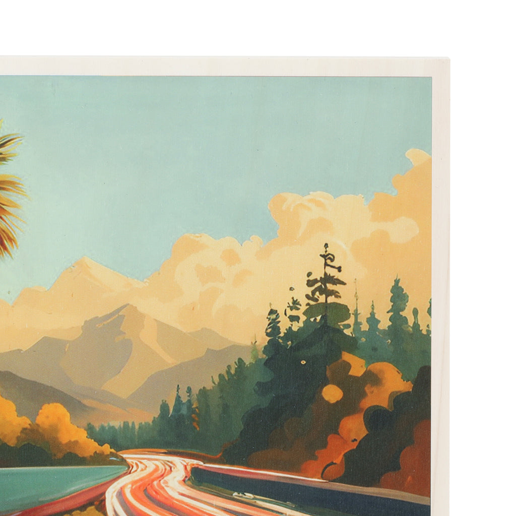 1340 (A+D) LA Freeway Sunset Palm Tree, direct print on wood.