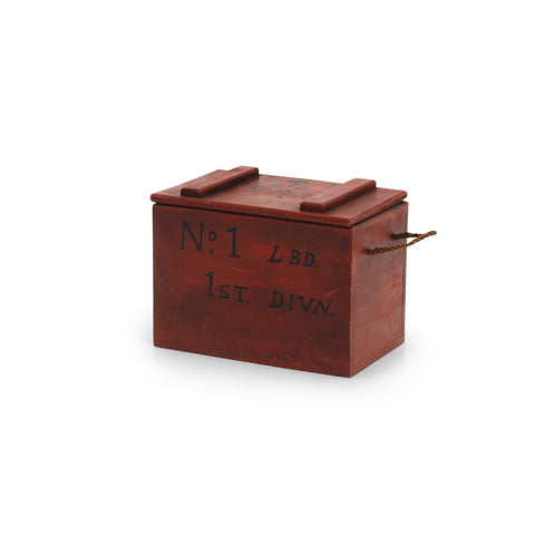 Dark Red Wooden Crate w/ Rope Handles