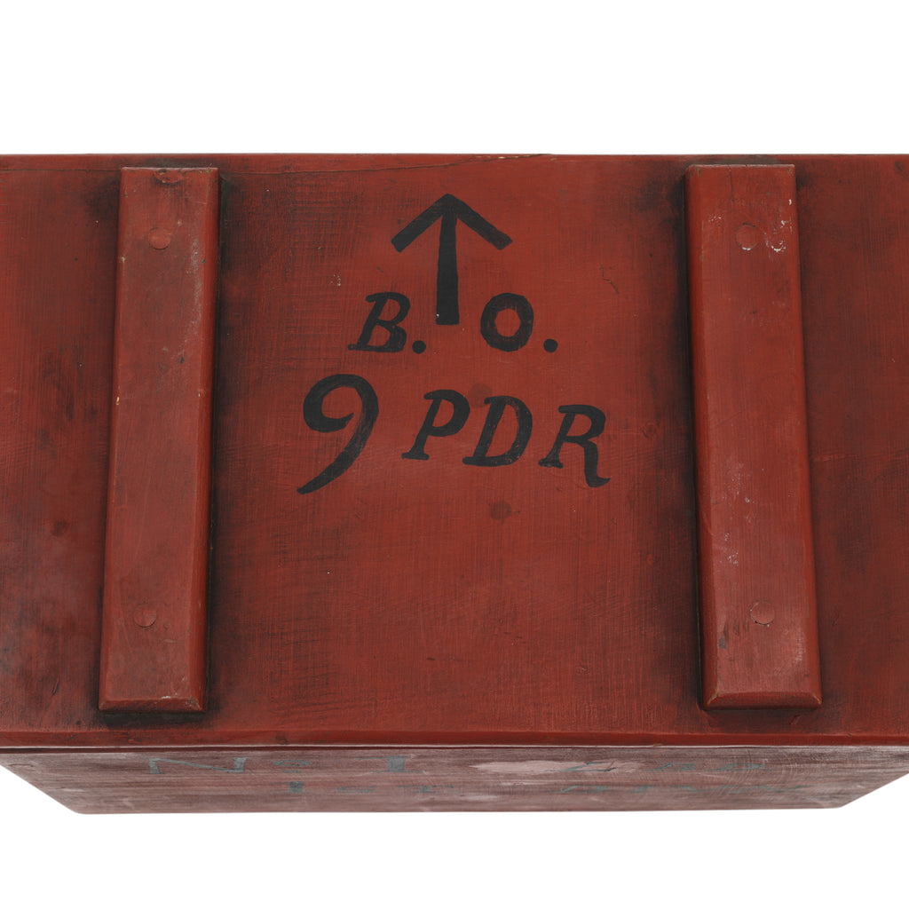 Dark Red Wooden Crate w/ Rope Handles