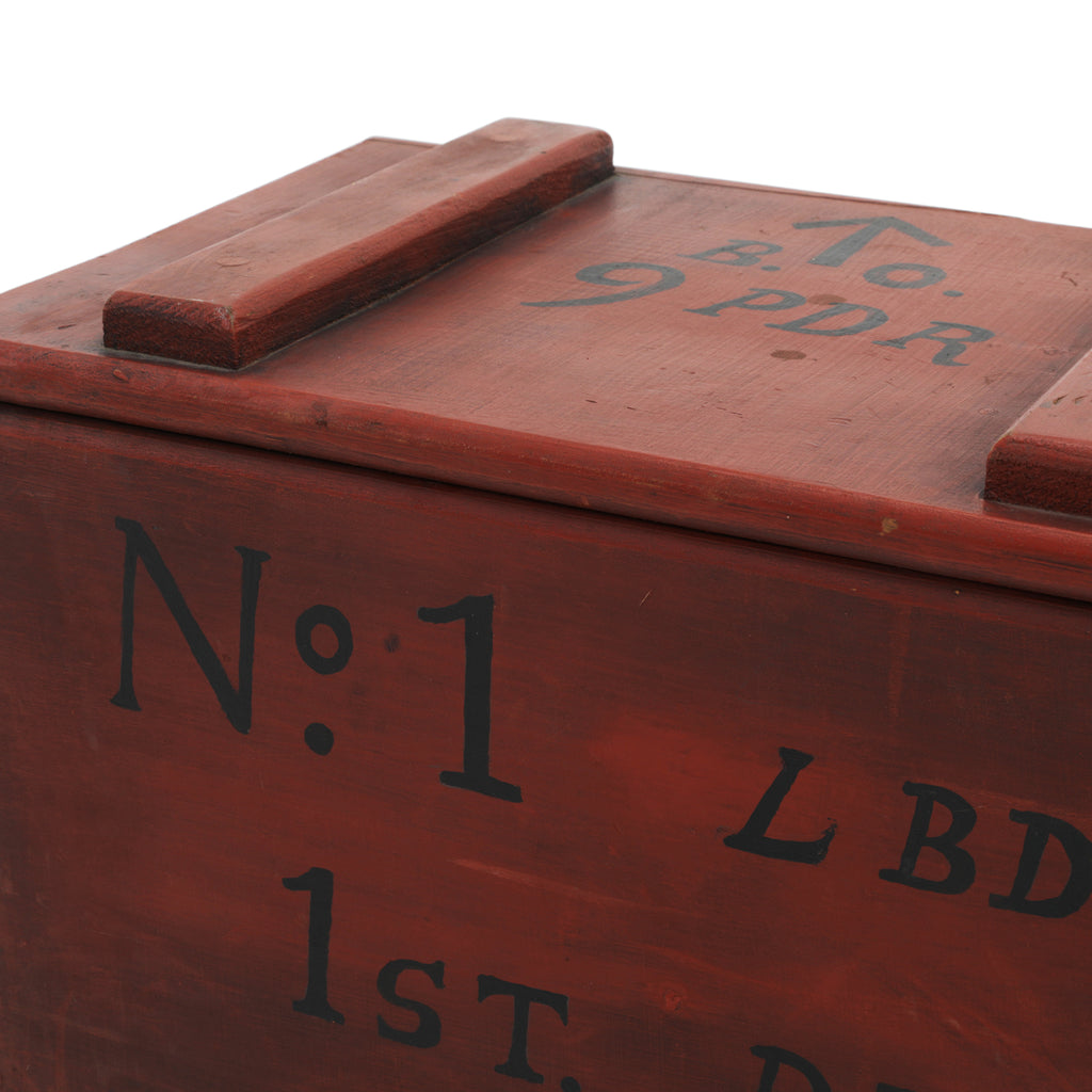 Dark Red Wooden Crate w/ Rope Handles