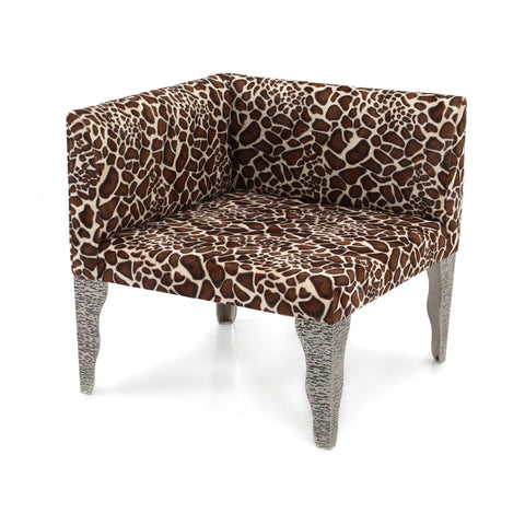 Giraffe Print & Silver Base Modern Corner Chair