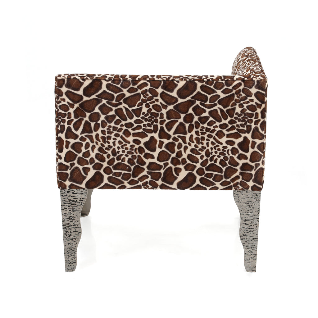 Giraffe Print & Silver Base Modern Corner Chair