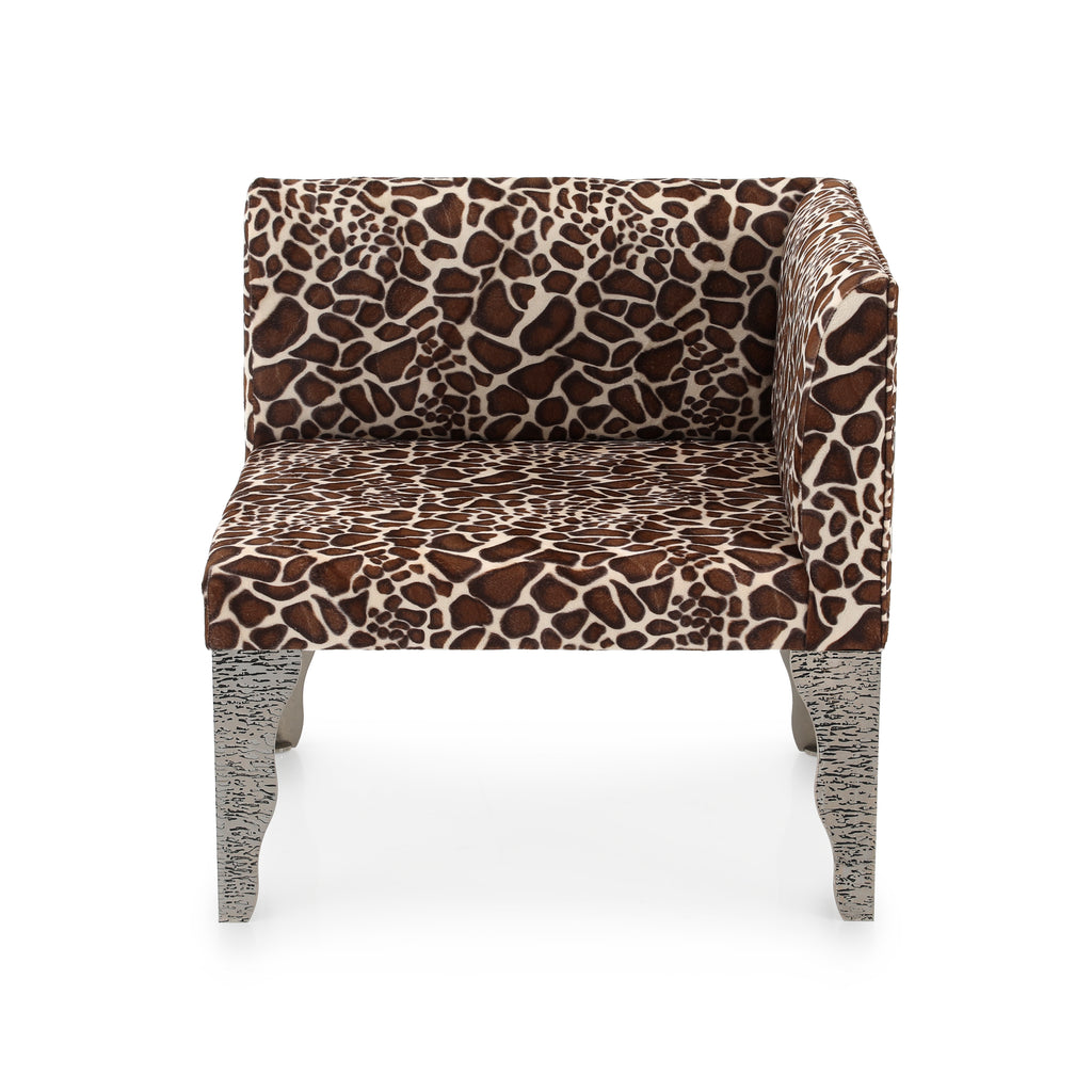 Giraffe Print & Silver Base Modern Corner Chair
