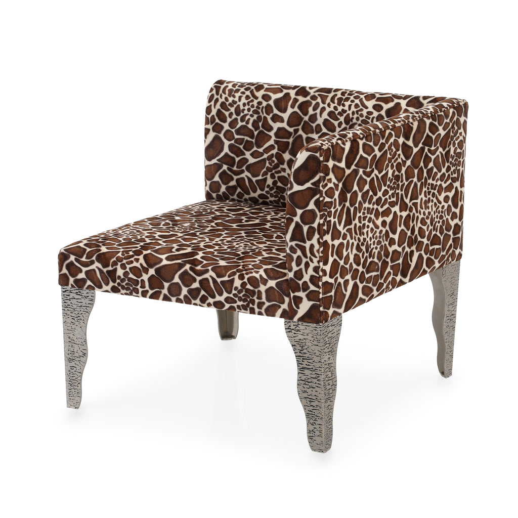 Giraffe Print & Silver Base Modern Corner Chair