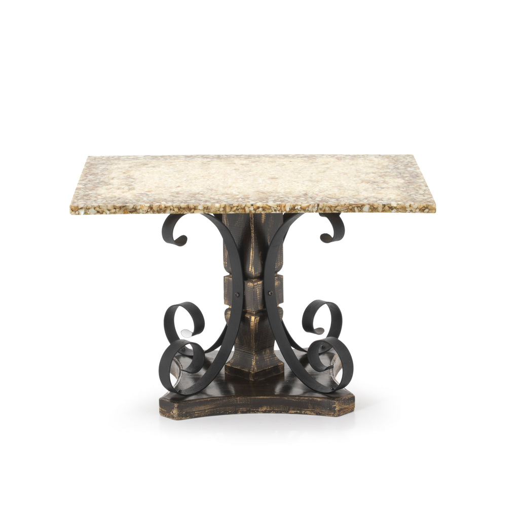 Resin Coffee Table w/Curved Metal Base