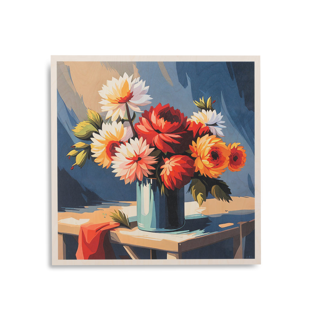 1350 (A+D) Red Orange Flowers Still Life