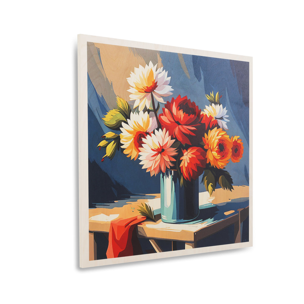 1350 (A+D) Red Orange Flowers Still Life
