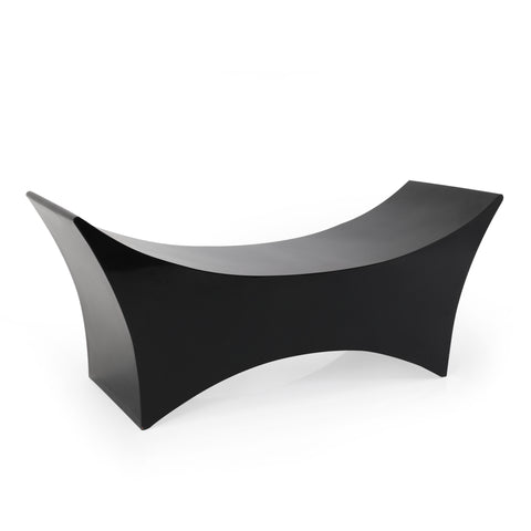Modernist Black Lacquered Curved Bench