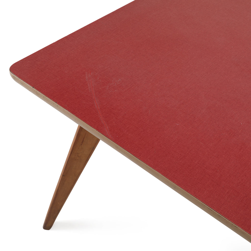 Red Formica & Wood Dining Table